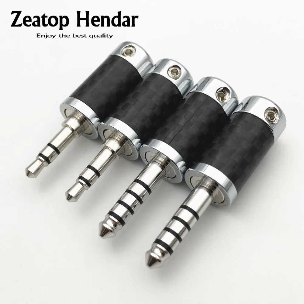 

100Pcs HiFi Copper Non Magnetic Rhodium Plated 3.5mm / 4.4mm 3 5 Pole Male Stereo Jack 3.5 Audio Plug Carbon Fiber Connector
