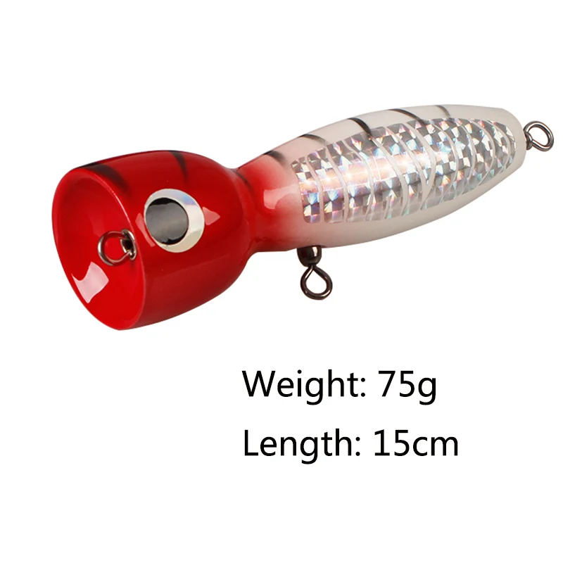 Красный MADDIVER 15 см/75 г Topwater деревянный Поппер sptter GT поверхность выскакивающие приманки море ручной работы рыболовные приманки открытый океан рыболовный троллинг - Цвет: Красный