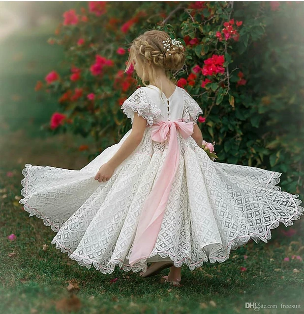 Vestido de flores para niña, apliques de encaje Floral, vestidos de fiesta  de boda para niños, ropa para niños, vestido de primera comunión de  princesa - AliExpress