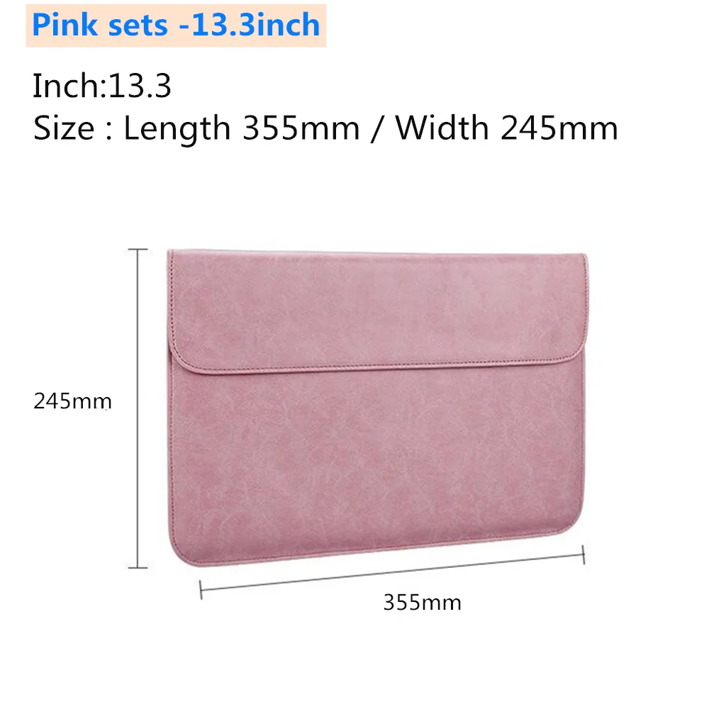 Pink sets -13.3inch Из искусственной кожи для ноутбука сумка для ноутбука для Apple Macbook huawei pro просо 13,3 14,1 15,4 дюймов Чехол Тетрадь лайнер посылка защиты - Цвет: Pink sets -13.3inch