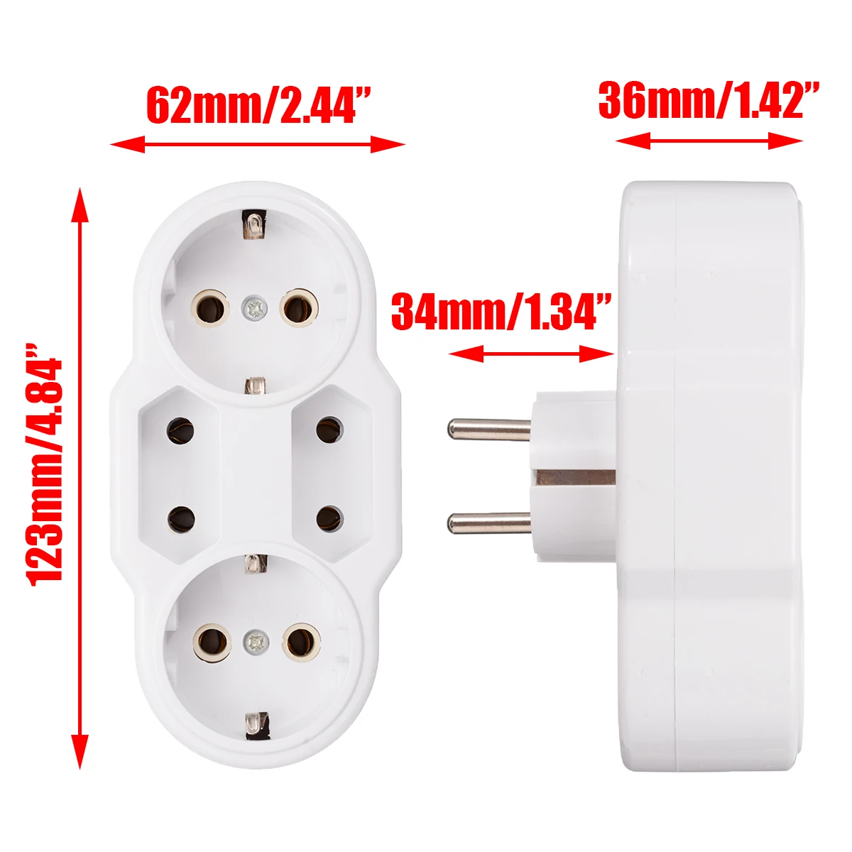 1pc 110-250V 16A Triple Plug Protective Contact Multiple Plug Power Distribution Adapter European EU Standard Conversion Socket
