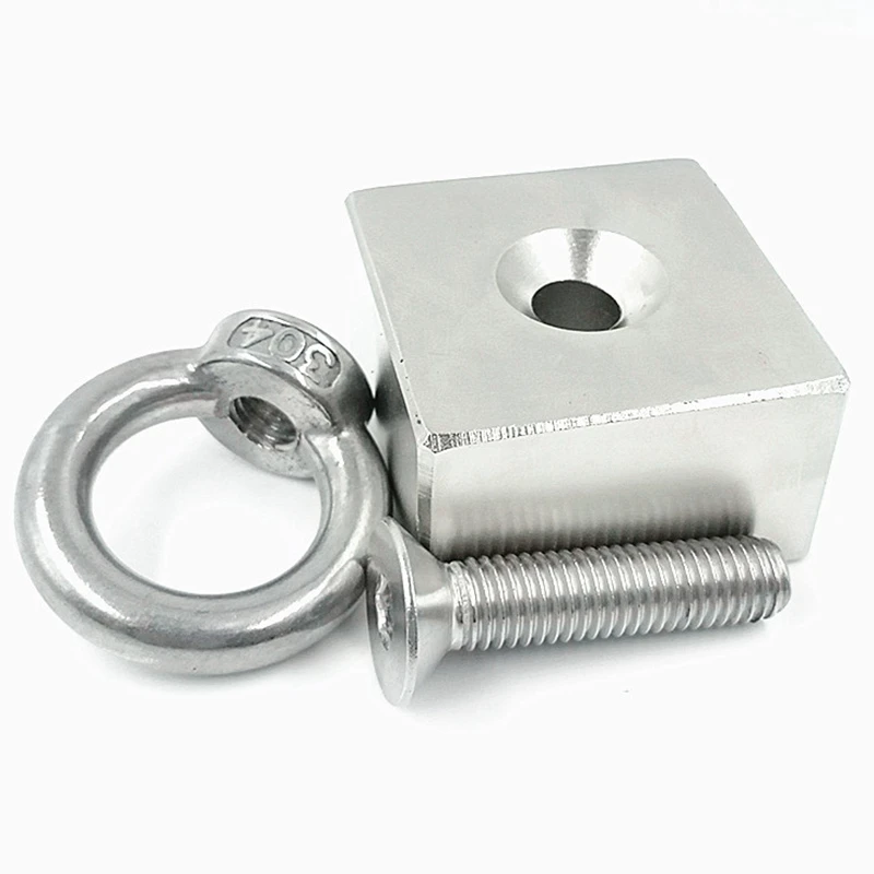 

Super Strong Neodymium Magnet Fishing Salvage Magnetic Six-Side Ring 50x50x25Mm Hole 10Mm Hook Deep Sea Pulling Mounting Block