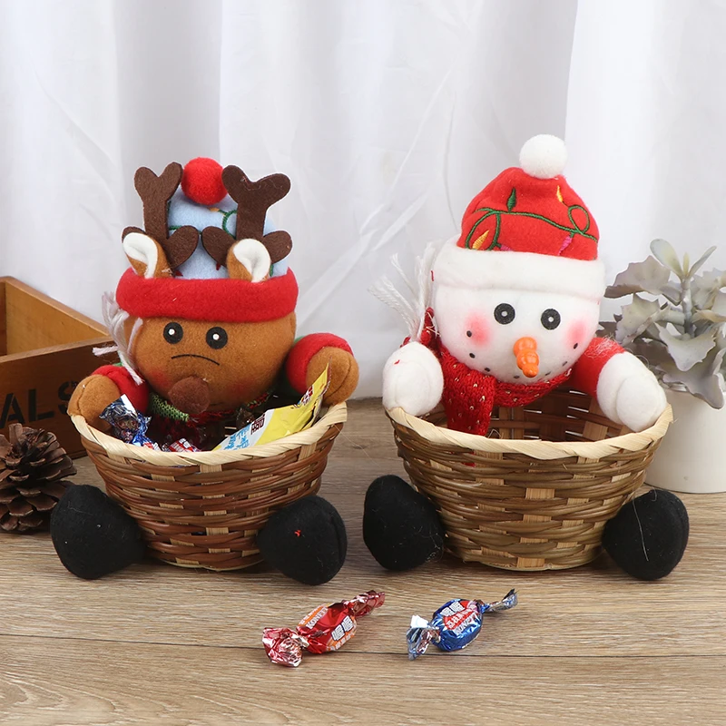 Christmas Candy Storage Xmas Gift Holder Basket Home Desktop Decor Santa Claus