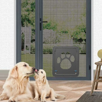 

Papipet Dog Door Safe Lockable Magnetic Screen Door Dogs Cats Window Gate For Pets Freely Fashion Pretty Pattern Easy Install
