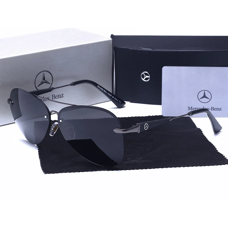 Mercedes, роскошные Брендовые мужские солнцезащитные очки, женские дизайнерские ретро очки, мужские очки для вождения, поляризатор, классические бескаркасные линзы MB743 - Цвет линз: Gun
