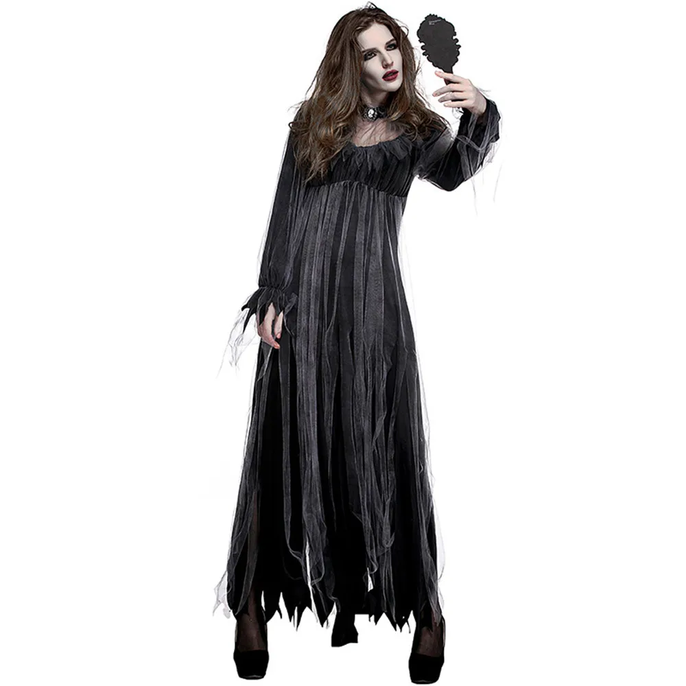 Костюм зомби невесты на Хэллоуин с длинным рукавом, необычное платье для взрослых женщин