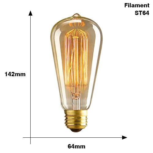 Filament St64 Эдисон лампы Ретро E27 40 Вт 220 В ампулы нити светильник лампочка Винтаж промышленный Декор лампы Эдисона лампа накаливания для подвесной светильник - Цвет: Filament St64
