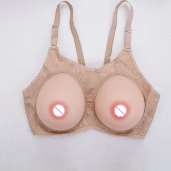 

1200g Crossdresser Shemale Wonderful BreastBra Silicone Boobs Breast Form In Open Bra Set Needn't Glue