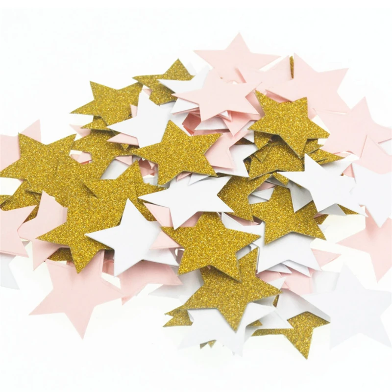 

100pcs Stars Glitter Table Confetti Birthday Party Wedding Decoration Sparkle Multicolor/Gold/Blue/Rose Paper Confetti Supplies