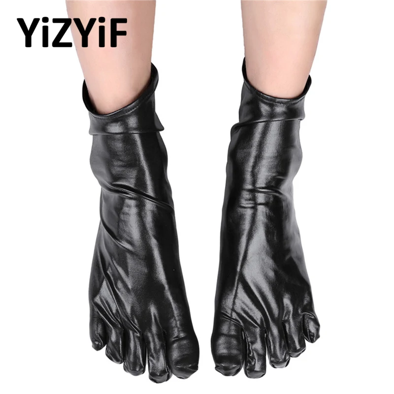 

Unisex Shiny Metallic Latex Rubber Club Short Ankle Socks Wetlook Patent Leather Short Toe Socks Costume Accessories Latex Socks