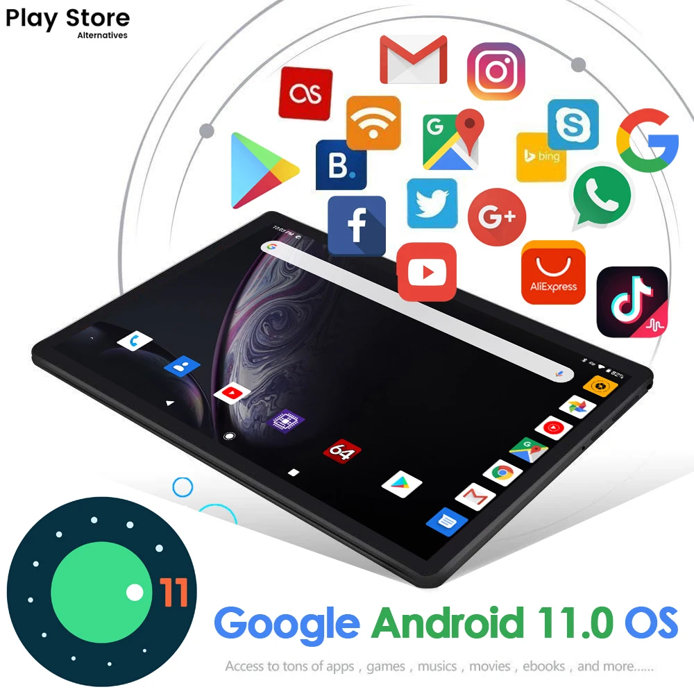 Perkbox P40 Android 11 Tablet 10 Inch 8GB+128GB Octa Core CPU 6000mAh 1280x800 IPS HD 2+5MP Webcam WiFi Bluetooth GPS FM Type-C latest ipad