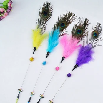 

Interactive Fun Toy Cat Teaser Wand Pet Cat Toys Kitten Peacock Feather Stick Grappige Kattenstok toys for cats for a cat toys