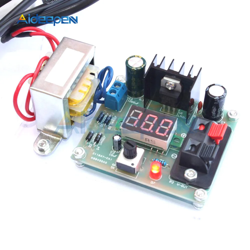 

Adjustable AC to DC Regulated Voltage 220V 110V to 12V Step Down Power Supply Transformer Voltage Converter DIY Kit Voltmeter