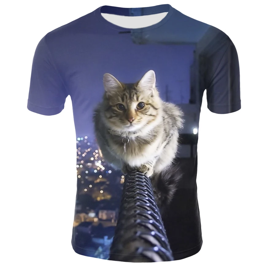 

Sondirane Brand Design Space Galaxy T-shirt Short Sleeve 3D Print Funny Cartoon Cat Horse Shark T Shirt Tops Summer Tees 5XL