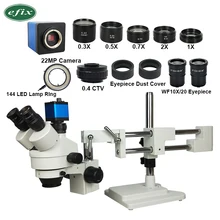 22MP HD 2.1-90X HDMI USB TF Digital Camera Double Boom Stereo Zoom Trinocular Microscope Stand Lens Repair Soldering Phone Tools