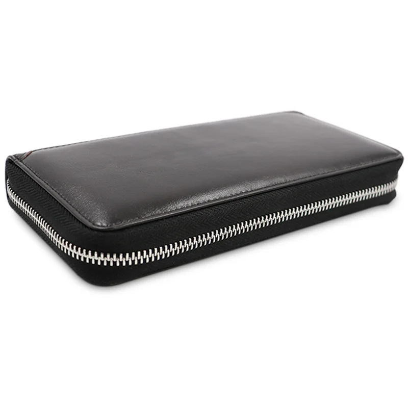 

Zipper Genuine Leather Organ Wallet Card Holder Widened Wallet Full-grain Leather