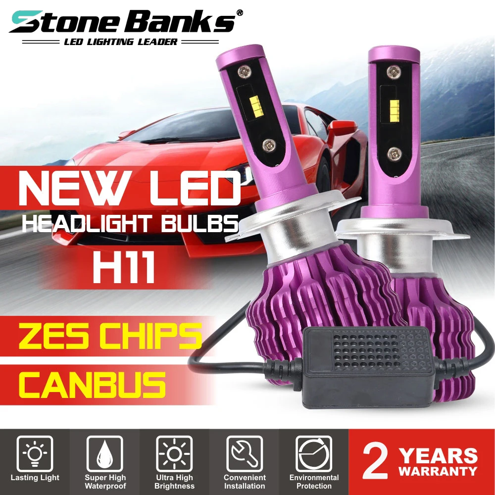 Stone Banks H11 H8 H9 H16 светодиодный фары для автомобиля 120 Вт 24000 люмен 6500 к белый авто ZES светодиодный налобный фонарь Canbus Turbo Противотуманные фары 12 24 В