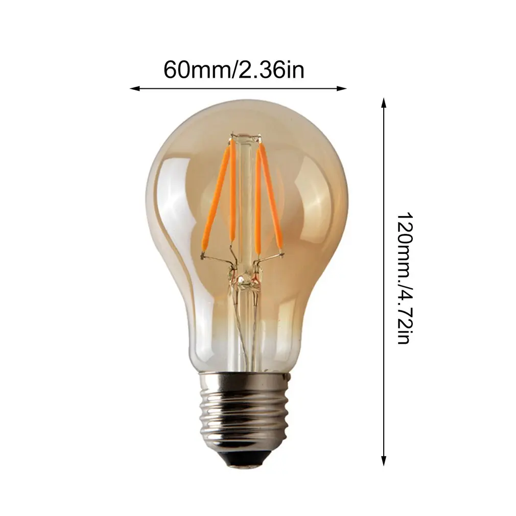 2 Вт 4 Вт 6 Вт 8 Вт A60 E27 светодиодный светильник лампа ретро Эдисона прозрачное Янтарное покрытие 220 В светодиодный антикварный винтажный стеклянный светильник, настраиваемый светильник, Новинка
