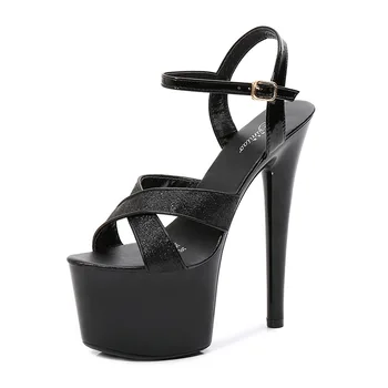

High Heels Sandals Women Thin-heeled 15 17cm Sexy Sandalia Feminina High Platform Wedding Shoes Women Summer Zapatos de mujer
