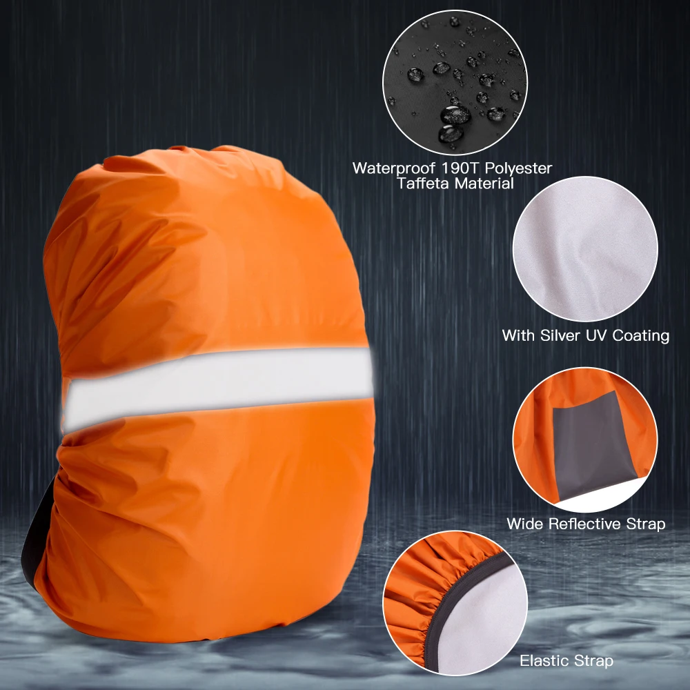 20-100L Reflective Outdoor Hiking Backpack Raincover Camping Military Backpack Rain Cover Waterproof Dustproof Protective Cover