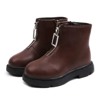 

Kids Autumn Winter PU Leather Boots Boys Girls Winter Warm Baby Toddler Infant Retro Fashion Shoes Waterproof Short Booties