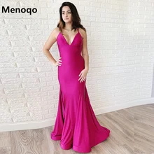 Атласные V вечерние платья с круглым вырезом платье Русалка на бретельках развертки поезд Вечерние платья Длинные Формальные Выпускные Платья Vestidos De Fiesta