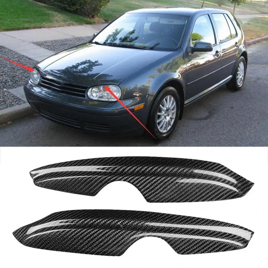 

2pcs Carbon Fiber Headlight Eyebrow Eyelid Cover Fit for Golf 4 MK4 IV 1999 2000 2001 2002 2003 2004