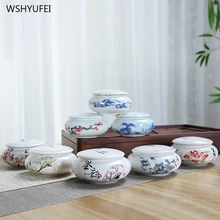 1 шт. чернильный стиль плоский круглый дом Ganoderma lucidum чай кофе в зернах печенье конфеты запечатанные банки таблетки порошок керамическая емкость бак