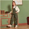 SHEIN/Детский комбинезон в армейском стиле зеленого цвета с карманами спереди; консервативный комбинезон для детей; коллекция года; Зимние Повседневные вельветовые комбинезоны без рукавов с прямыми штанинами