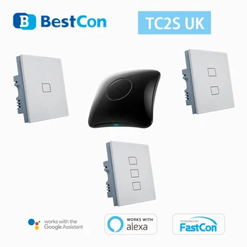 

BroadLink Bestcon TC2S UK Wall Touch Switch RM4 PRO Universal Remote Controller works with Alexa Google Assistant Smart Home