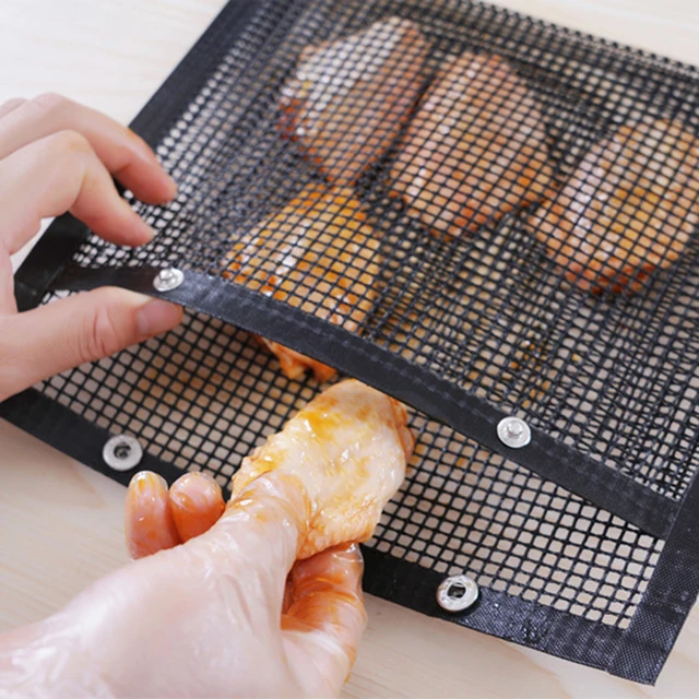 Háló Grillzsák Nem Tapadós Barbecue Nettó Szőnyeg Táska Bbq Pad Konyha Hús Zöldségek Magas Hőmérsékleten Ellenálló Főzés Grillezés - Image 2