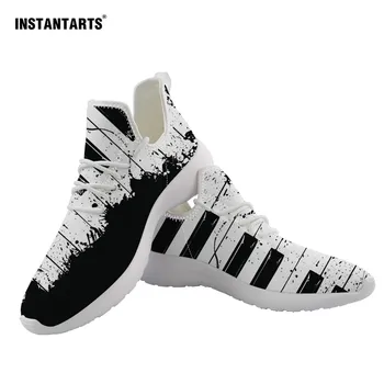

INSTANTARTS Piano Shoes Mesh Knit Flats Woman Shoes Musical instrumen Print Women's Comfort Sneakers Spring Walking Shoes Female