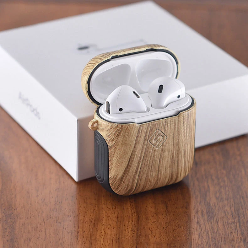 Роскошный чехол AirPods модный деревянный узор беспроводные Bluetooth наушники