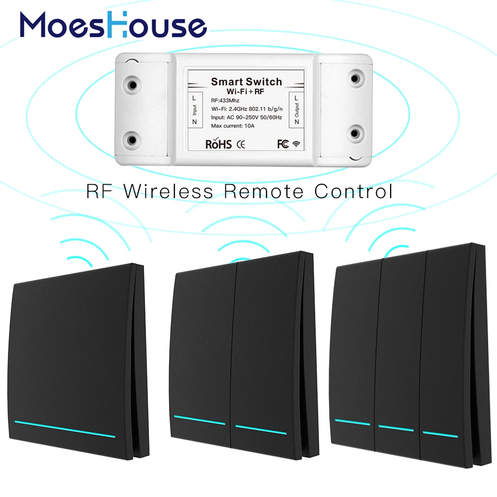 Беспроводной смарт выключатель RF433Mhz + Wifi настенный передатчик приложение Smart