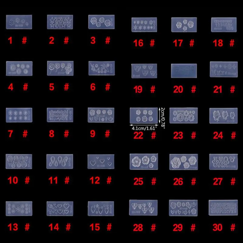 

30 шт., 3D акриловые силиконовые формы для ногтей