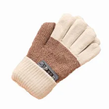 Детские зимние перчатки из хлопка, Утепленные зимние теплые перчатки для маленьких девочек и мальчиков, зимние шерстяные перчатки с толстыми пальцами