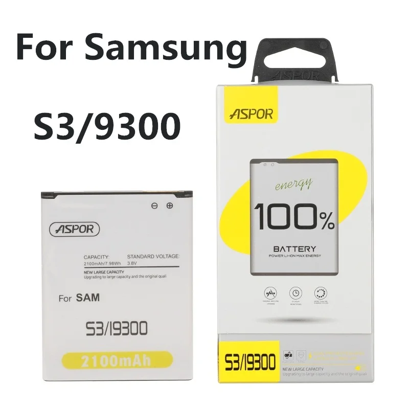 

ASPOR Original For Samsung Battery For Galaxy S3 i9300 i9308 i747 i535 L710 T999 Replacement Phone Batteries 2100mAh EB-L1G6LLU