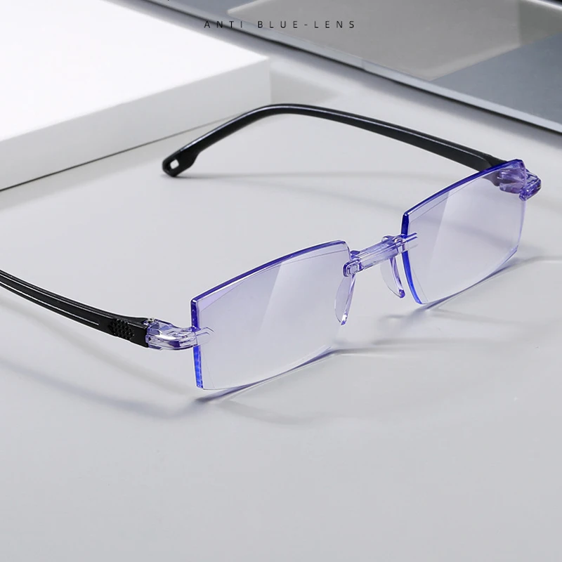 blue light filter glasses New Anti Blue Light Finished Myopia Glasses Rimless Business Nearsighted Eyeglasses Diopter -1.0 1.5 2.0 2.5 3.0 3.5 4.0 blue blocker sunglasses