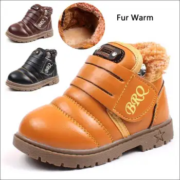 

Children's Snow Boots Boys PU Boots Girls Children Thickened Warm Cotton Shoes Baby Kids Ankey Boots 16