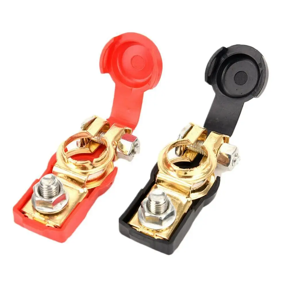 

Auto Car Battery Terminal Connector Battery 1 Pair Quick Release Battery Terminals Clamps Cap Clips Copper For Car Truck Caravan
