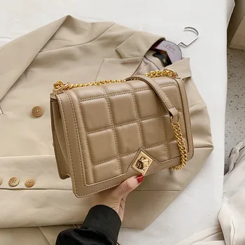 

Plaid Decoration PU Leather Messenger Bag Ladies 2020 Chain Shoulder Strap Shoulder Bag Ladies Fashion Handbag
