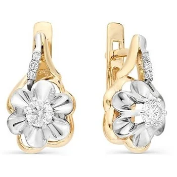 

Master brilliant earrings flowers with 8 diamonds in red gold
