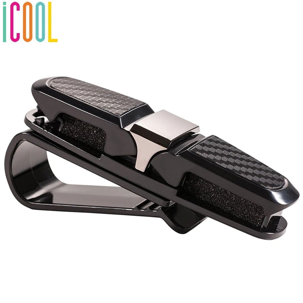 

Car Sun Visor Sunglasses Holder Clip Universal Black Carbon Fiber Ticket Card Clamp Fastener Glasses Cases Portable Accessories