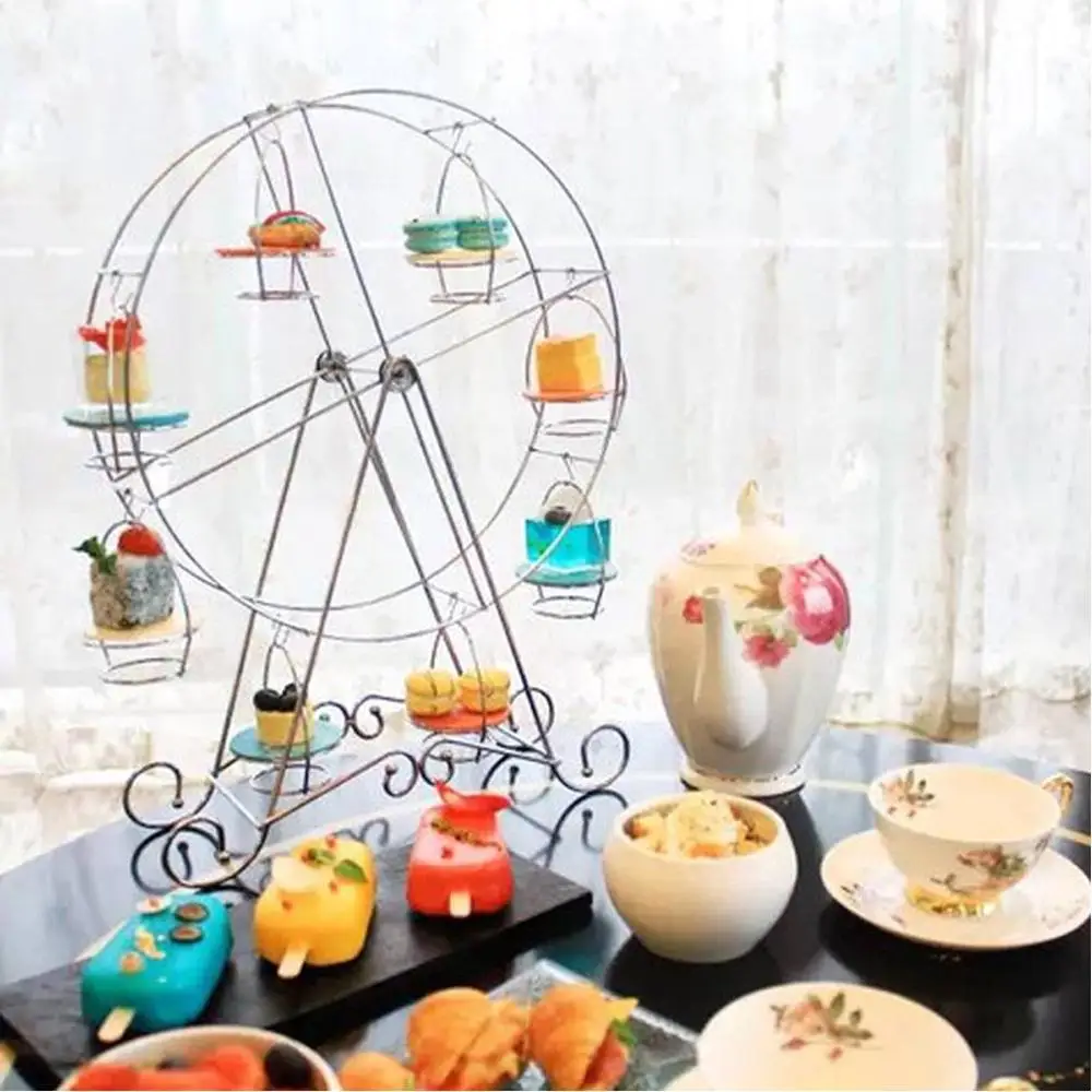 Stainless Steel Party Rotatable Pastry Cupcake Holder 8 Cups Supplies Cake Stand Ferris Wheel Kitchen Home