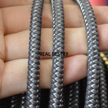 

D069 5m/lot approx 6*5.5mm braided brown leather cords with steel wire leather string rope leather cords for bracelets making