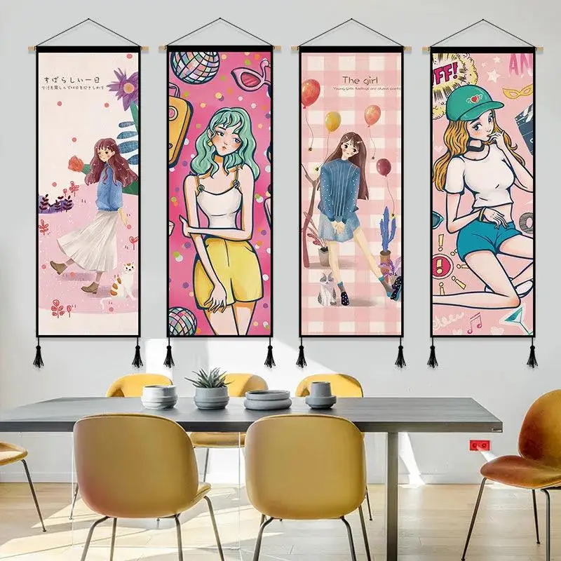 

Ins Wall Art Canvas Paintings Hanging Scroll Painting Room Decor Aesthetic Living Room Girl Bedroom Decoration Picture Posters