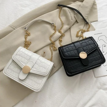 

Fashion Chain Crossbody Bags for Women PU Leather Shoulder Bag High Quality Stone Pattern Handbags Designer Ladies Bag