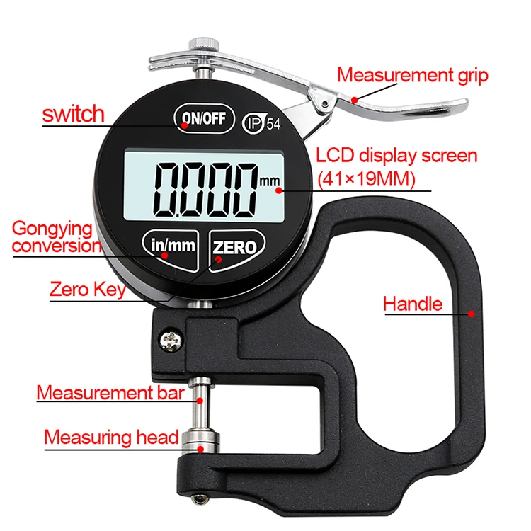 IP54 0.001mm Digital Thickness Gauge Meter Portable LCD Electronic Micrometer micron Thickness Tester with oil-proof waterproof
