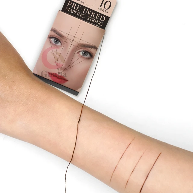 10M Premium Pre Inked Mapping String Eyebrow Ruler Thread Microblading Supply Brow Mapping String with Brown