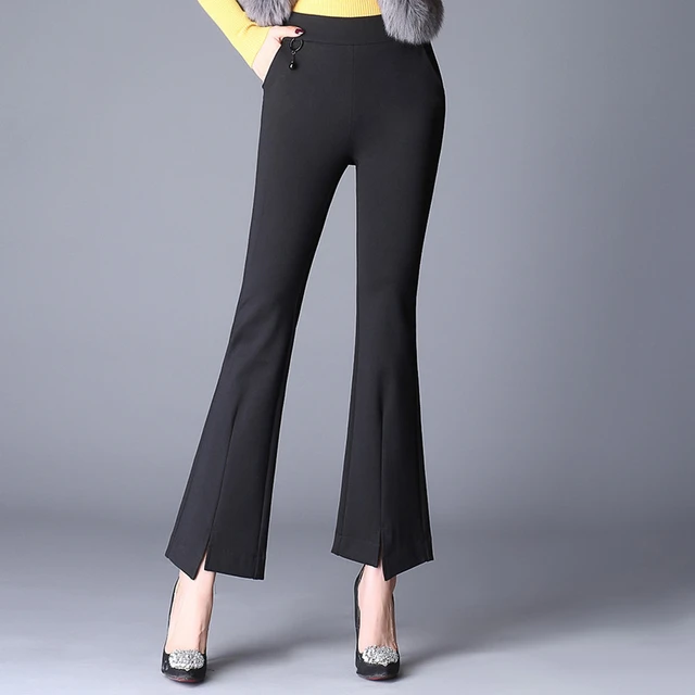 High Waist Trousers For Women Flare Leggings Ripped Black Elasticity Sexy  Flared Pants Wide Leg Palazzo Bell Pants Woman Hot  Fruugo IN